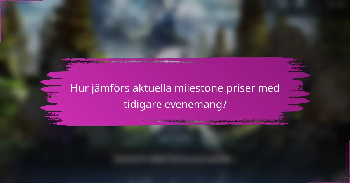 Hur jämförs aktuella milestone-priser med tidigare evenemang?