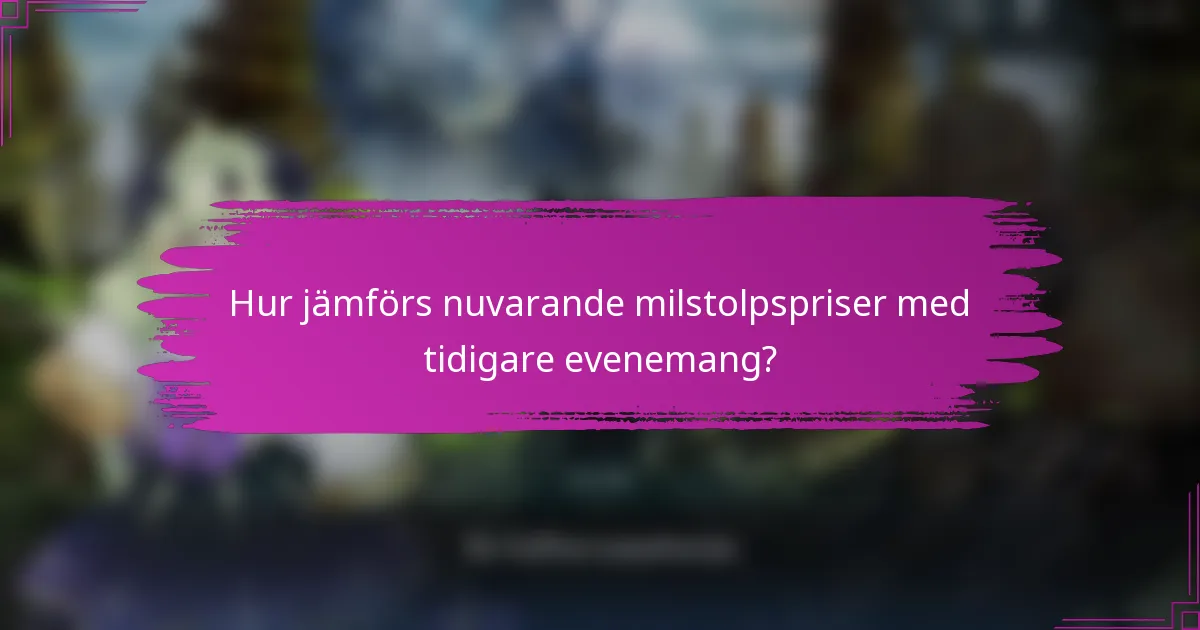 Hur jämförs nuvarande milstolpspriser med tidigare evenemang?