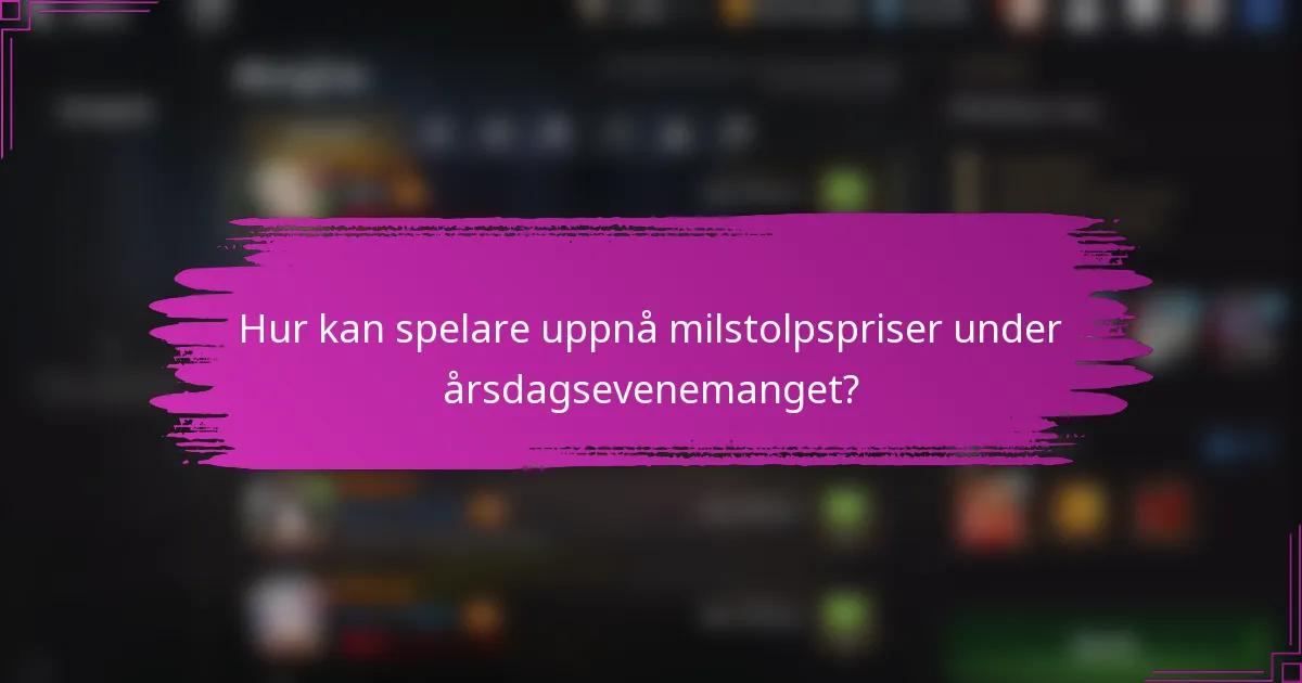 Hur kan spelare uppnå milstolpspriser under årsdagsevenemanget?
