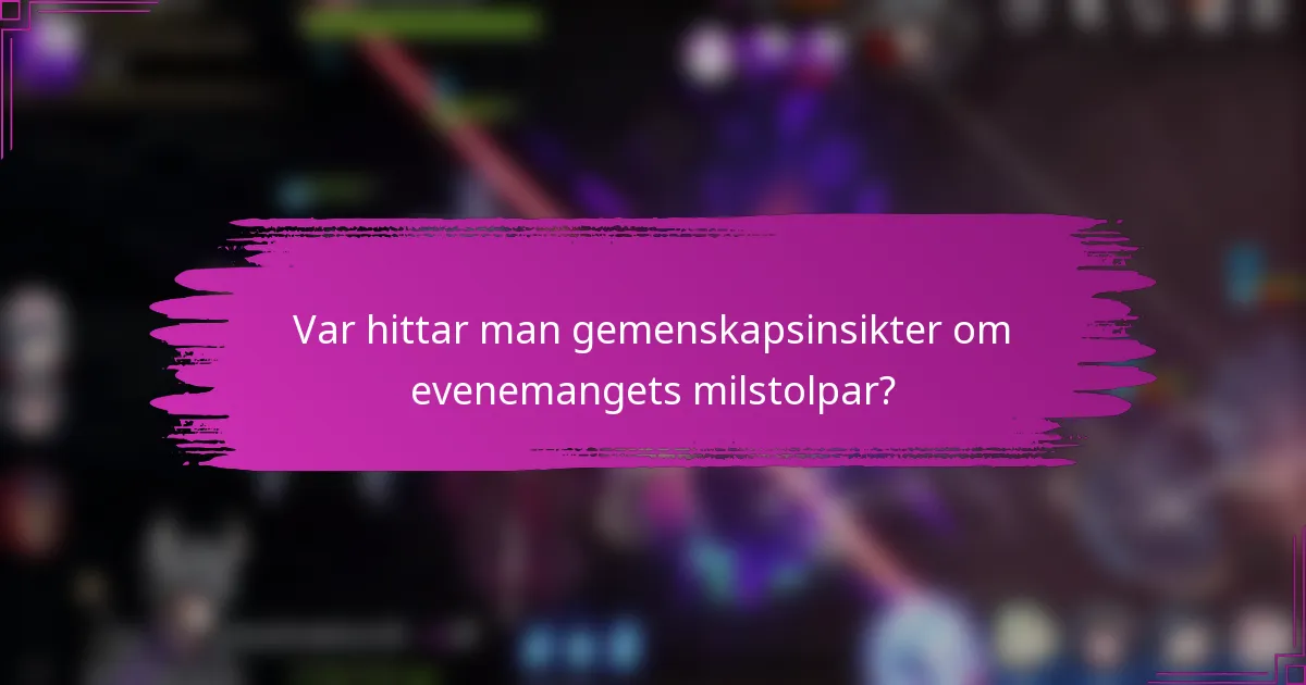 Var hittar man gemenskapsinsikter om evenemangets milstolpar?