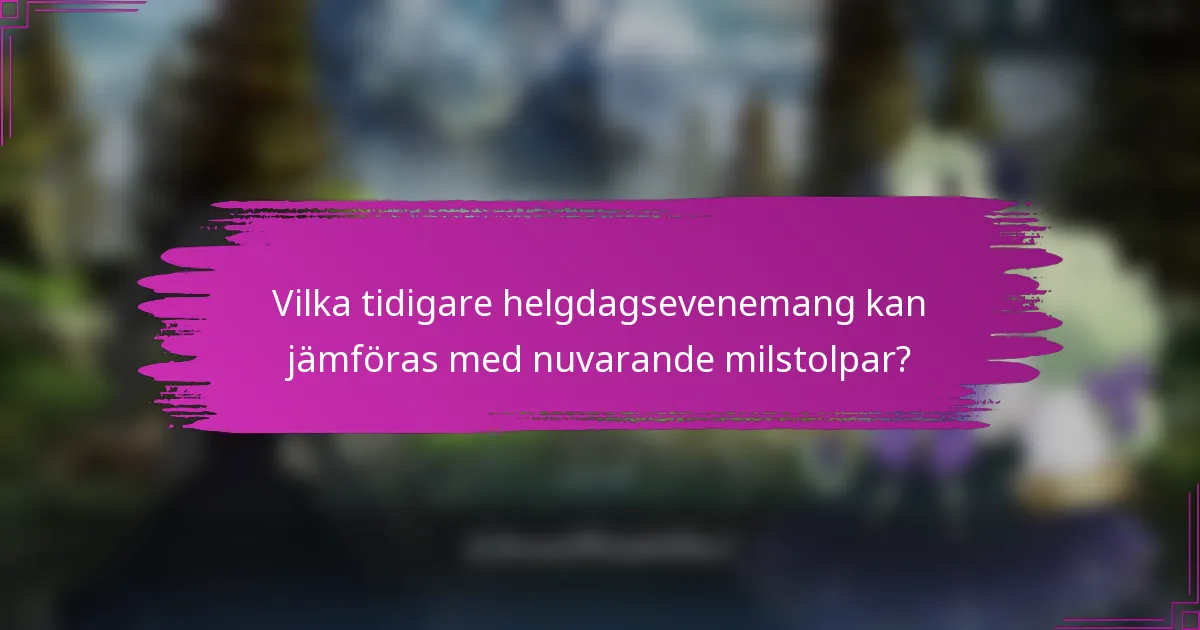 Vilka tidigare helgdagsevenemang kan jämföras med nuvarande milstolpar?